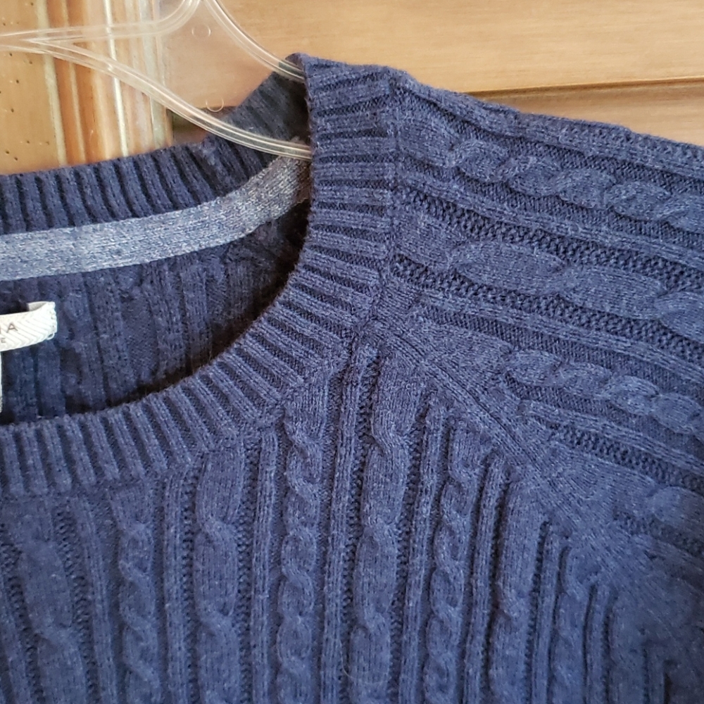 3/$15 Sonoma Classic Cable Knit Blue Cotton Sweater L - Picture 4 of 6